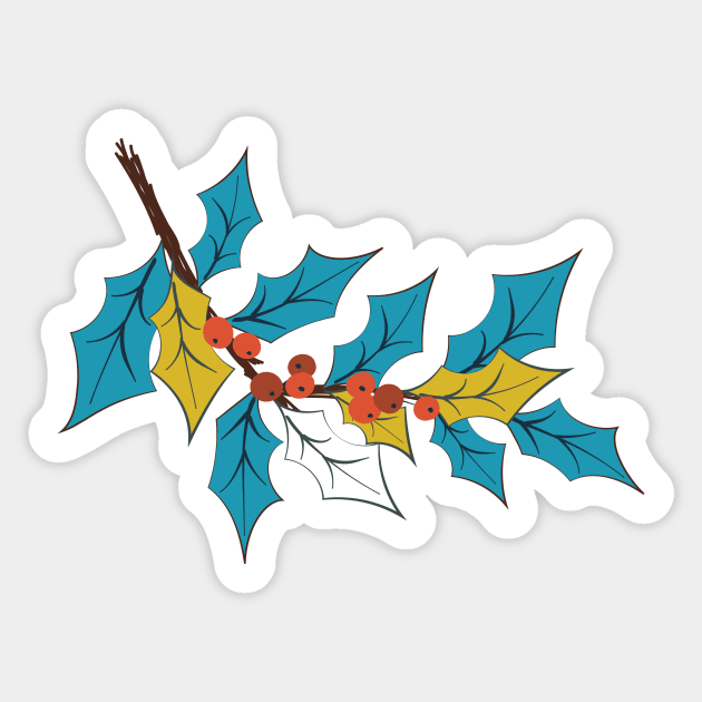 Cute Holly Branch Sticker by SWON Design